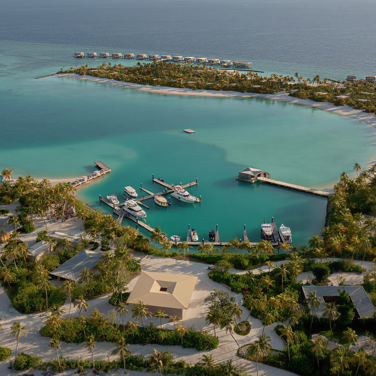 Maldives resort lagoon and marine route environment