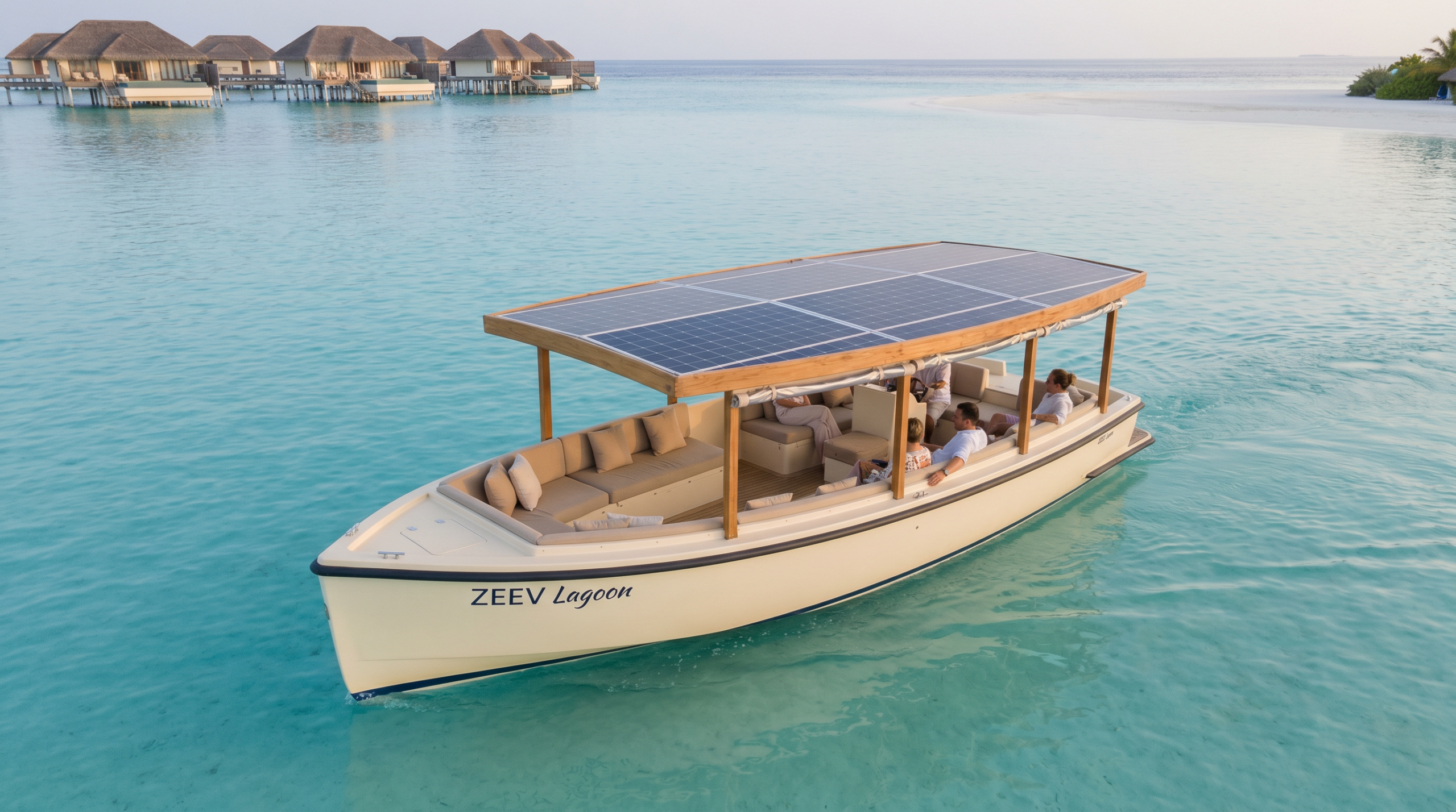 Quiet electric lagoon leisure vessel in Maldives resort water