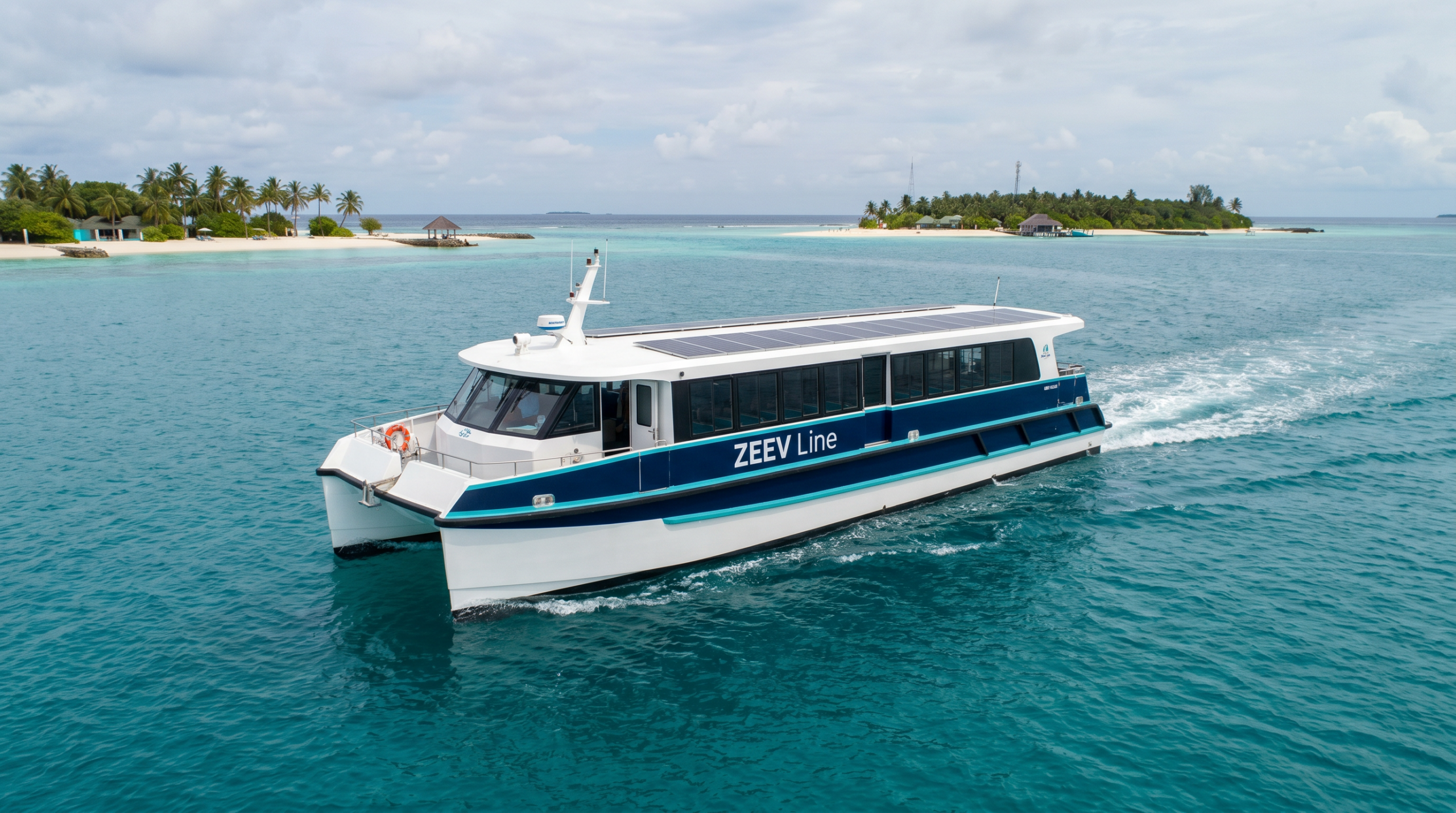 Electric ferry route between Maldives islands for repeatable passenger transport